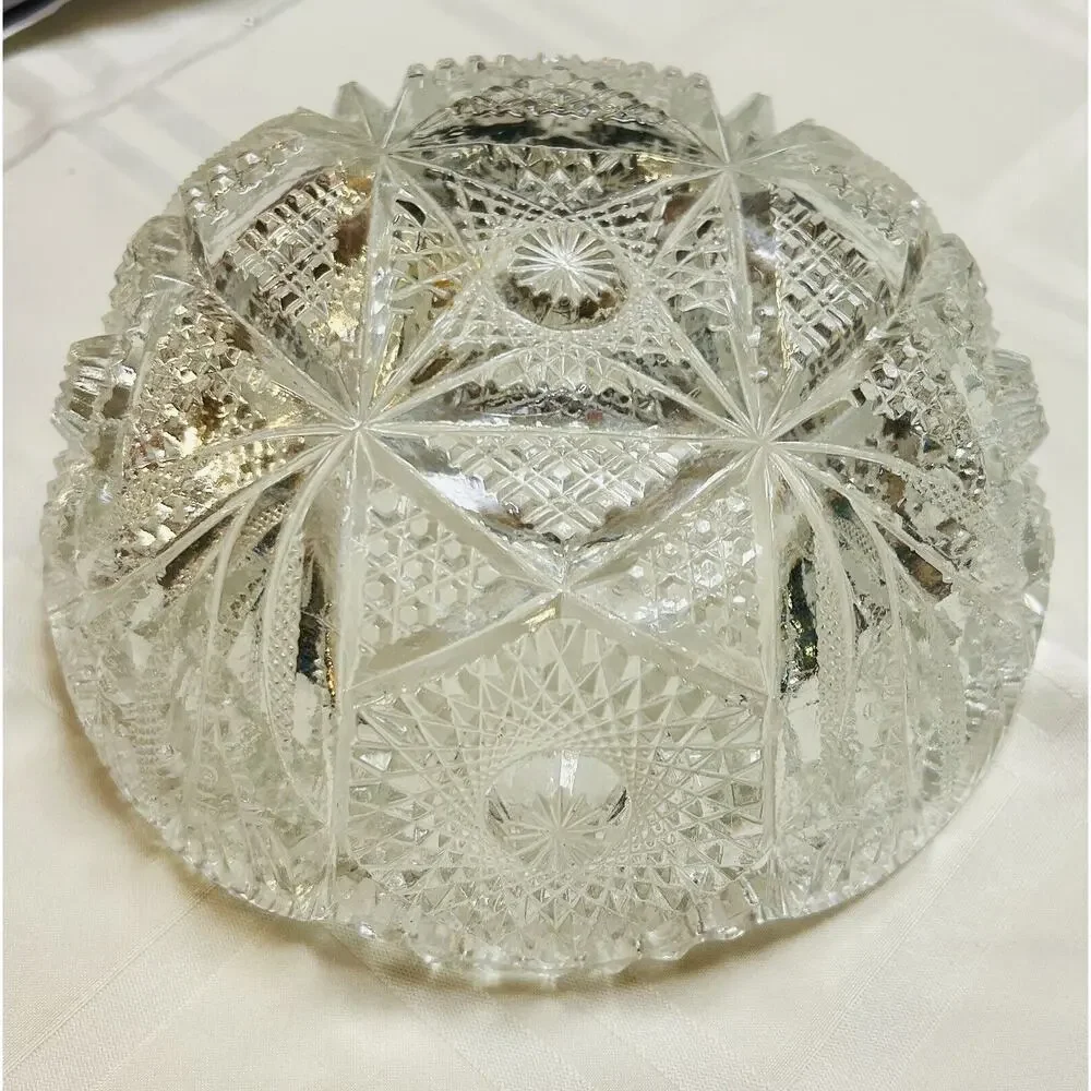 Vintage Brilliant Imperial NuCut Glass Crystal Bowl Sawtooth Edge 7 inches‎